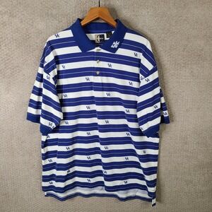 Kentucky Wildcats Shirt Mens XXL  Blue White Striped Polo Chiliwear All Over UK